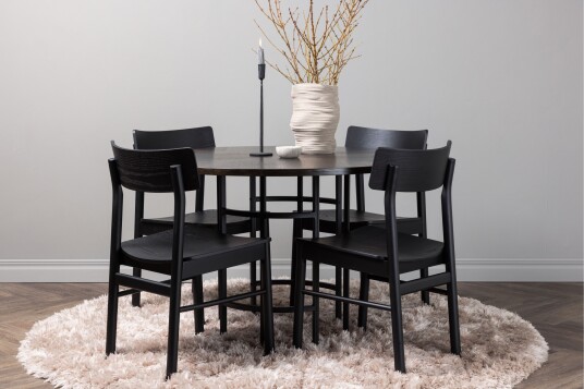 Venture Home Copenhagen Spisegruppe + 4 stoler Svart/Mokka