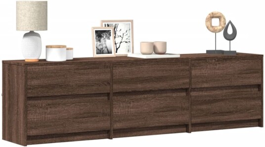 TV-benk med LED brun eik 180x34x50 cm konstruert tre 8721158342775