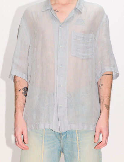 Hope Blues Shirt Sheer Blue Linen - Blue - 52