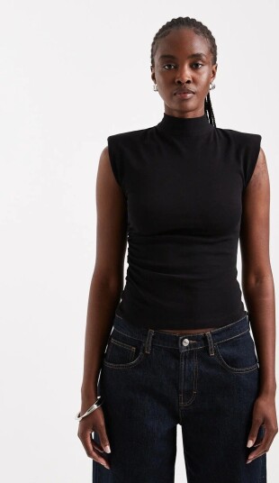 Topshop Benda Short Sleeve Scarf Tank Top Sort M