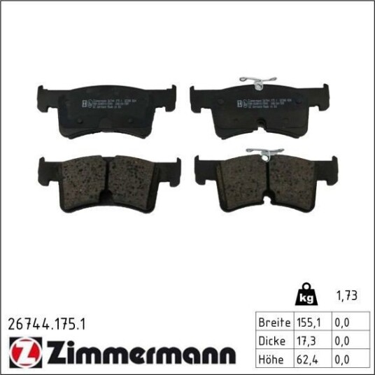 ZIMMERMANN 26744.175.1 Bremseklosser