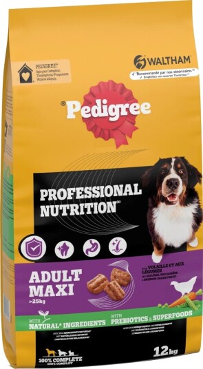 Pedigree Tørrfôr Adult Professional Nutrition Maxi Med Fjærfe Og Grønnsaker 25 kg 2 X 12 kg
