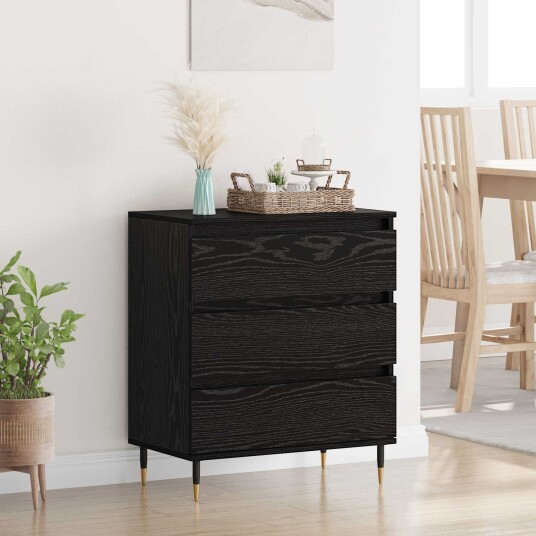  Serviesskap med skuff Svart Eik 60 x 35 x 70 cm Konstruert tre