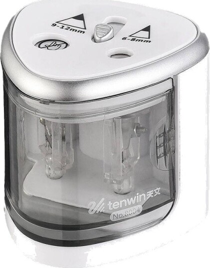 Tenwin 8004 1 Elektrisk Blyantspisser Dobbel Batteridrevet Sølv Tenwin 8004 1 Elektrisk Blyantspisser Dobbel Batteridrevet Sølv