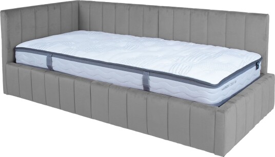 Seng HOME4YOU Jasper 90x200 cm med madrass Harmony Duo 80x40xh85 cm melamin med eikebark grå