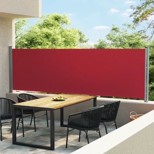 Uttrekkbar sidemarkise 140x600 cm rød 313372