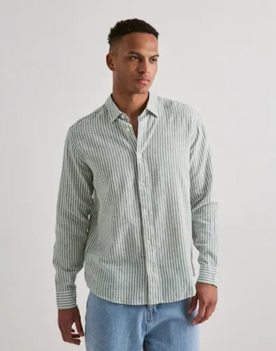 Only & Sons Onscaiden Life Ls Stripe Linen 660 Linskjorter Grønn