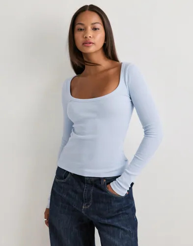 Nelly Blå Perfect Rib LS Top