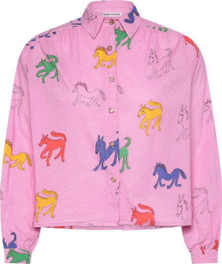 Bobo Choses | Wonder Horse Print Gathered Shirt | S