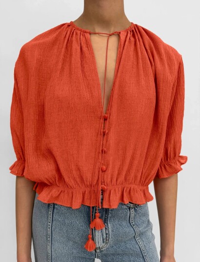 RODEBJER Rodebjer Perla Plissé Coral XS RODEBJER Rodebjer Perla Plissé Coral XS