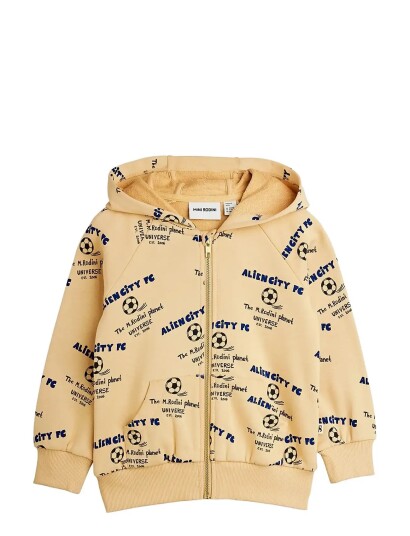 Mini Rodini Alien City Fc Aop Zip Hoodie Beige 80/86