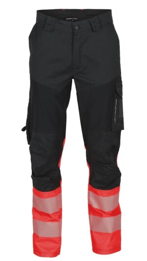 BS Gjøvik Stretch Servicebukse, kl.1 Unisex, Str. KB52, Sort/Rød, HiVis