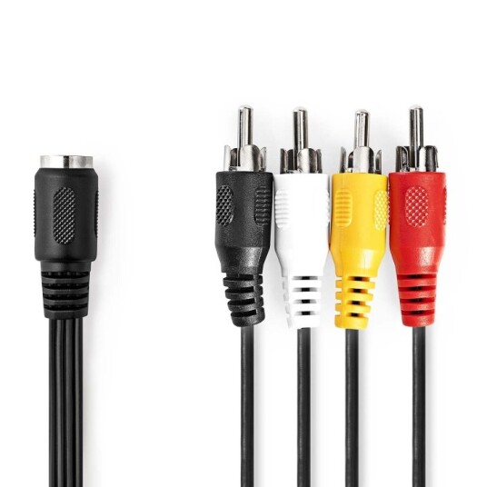 Nedis DIN lydkabel | DIN 5-pins hun | 4x RCA han | Nikkel belagt | 0.20 m | Rund | PVC | Sort | Label Nedis DIN lydkabel | DIN 5-pins hun | 4x RCA han | Nikkel belagt | 0.20 m | Rund | PVC | Sort | Label