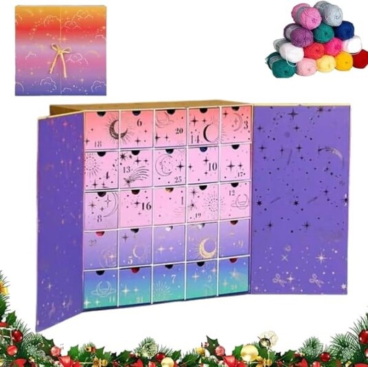 Hekle adventskalender 2026 25 dager med jul DIY hekleprosjekt nedtellingsboks DIY håndverk jule nedtellingskalendere for strikkere
