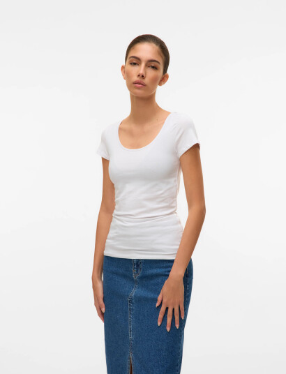 Vero Moda Vmmaxi My Soft Ss U-Neck Noos - White - XXL
