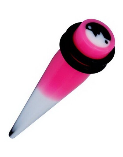 Modern Yin Yang Rosa Svart og Hvit Akryl Ørepiercing 5 x 37 mm