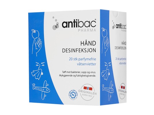 Antibac 85 % Pharma Våtservietter Hånd 20 stk. Antibac 85 % Pharma Våtservietter Hånd 20 stk.