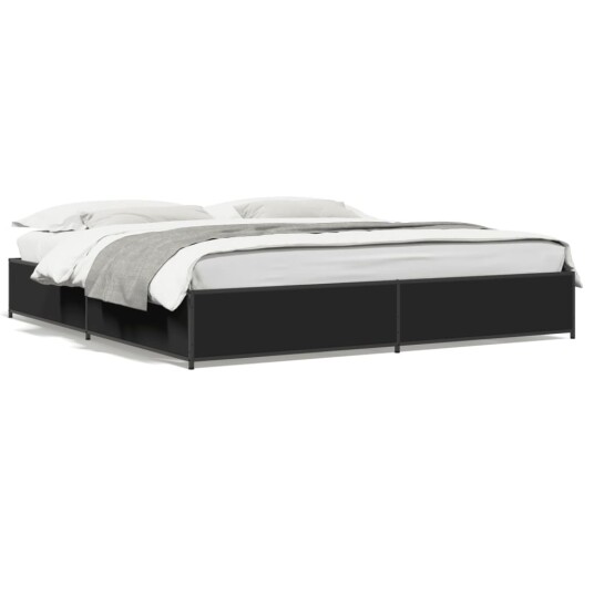 Sengeramme svart 200x200 cm konstruert tre og metall 8721102610127