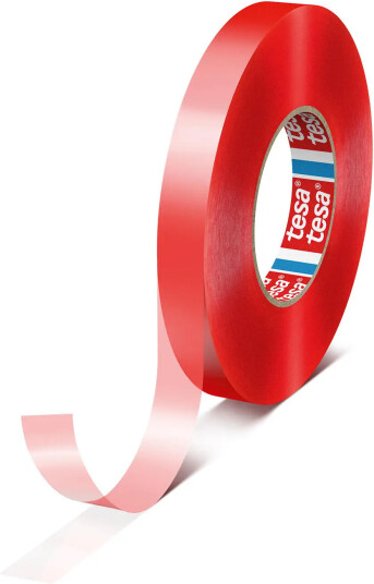 TESA 4965 Dobbeltsidig tape 9mm x 50m transparent rød PP liner TESA 4965 Dobbeltsidig tape 9mm x 50m transparent rød PP liner