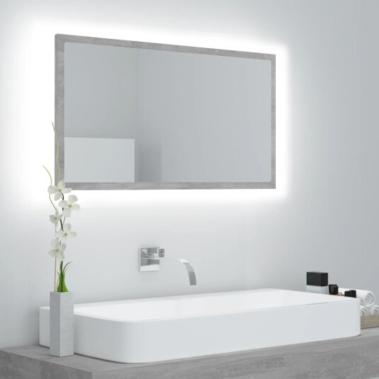 vidaXL Baderomsspeil LED 80x8,5x37 cm sponplate betonggrå