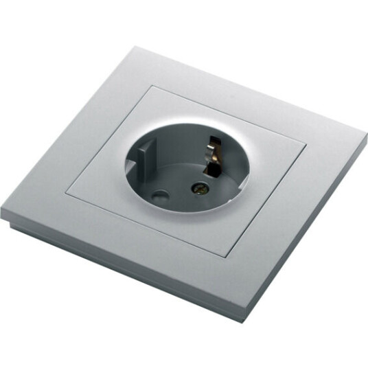 Elko Stikkontakt Plus Enkel Innfelt Jord  Alu - 1511534