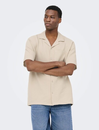 ONLY & SONS Onskian Life Seersucker Ss Shirt Noos Beige XS