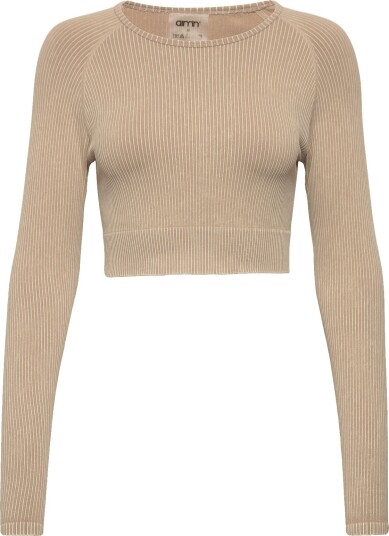 aim´n | Sand Washed Ribbed Seamless Crop Long Sleeve | S