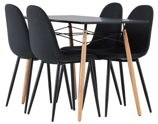 Venture Design Danburi & Polar spisegruppe Svart/svart 4 stoler & bord 120 x 60 cm