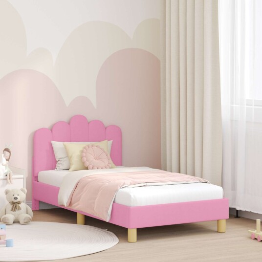 vidaXL Barneseng med hodegavl med hodegjerde Rosa 80 x 160 cm Stoff