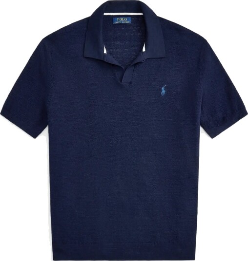 Polo Ralph Lauren Cotton Linen Polo Collar Sweater Navy S