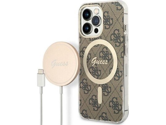 Guess Lader Guess Veske + Trådløs Lader Gubpp13lh4eacsw Apple Iphone 13 Pro Brun/Brun Hard Veske 4G Print Magsafe Guess Lader Guess Veske + Trådløs Lader Gubpp13lh4eacsw Apple Iphone 13 Pro Brun/Brun Hard Veske 4G Print Magsafe
