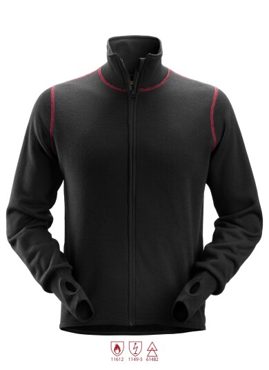 Snickers Workwear 1563 ProtecWork Flammehemmende Ullfrottéjakke Sort M Snickers Workwear 1563 ProtecWork Flammehemmende Ullfrottéjakke Sort M