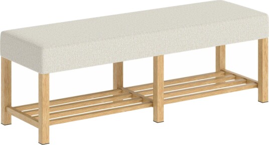Skobenk i tre 140 cm polstret sete for to