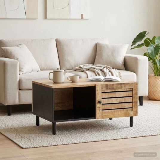 vidaXL Kaffebord Naturlig 80 x 50 x 40 cm Massiv mango tre