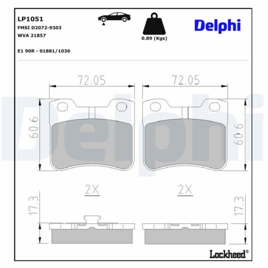 Bremseklosser DELPHI LP1051 Bremseklosser DELPHI LP1051