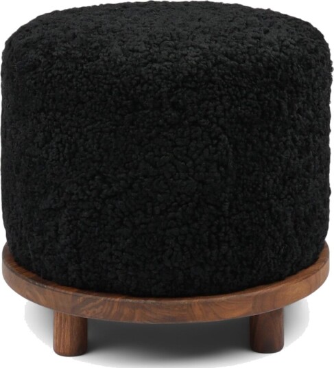 Simon pouf | Korthåret | D46xH42 cm Svart Valnøtt Simon pouf | Korthåret | D46xH42 cm Svart Valnøtt