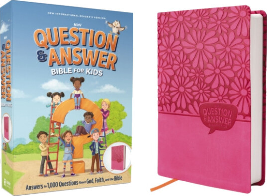 NIrV, Question and Answer Bible for Kids, Leathersoft, Pink, Comfort Print Answers to 1,000 Questions Kids Ask About God, Faith, and the Bible