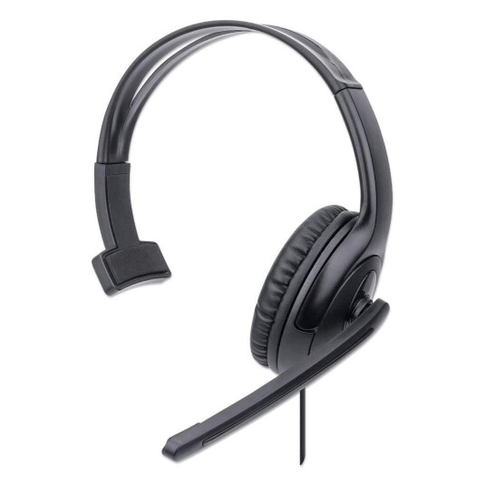 MANHATTAN Mono USB Headset, Single-sided Over-ear Design, In-Line Volume Control, Adjustable microphone, USB-A plug, Black, Three Year Warranty, Boxed MANHATTAN Mono USB Headset, Single-sided Over-ear Design, In-Line Volume Control, Adjustable microphone, USB-A plug, Black, Three Year Warranty, Boxed