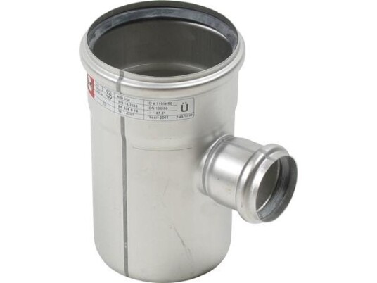 Blücher Gr.Rør 87.5Gr.110 50MM.O Ringe Rf Aisi 304.Alm Rf Stål