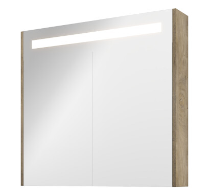 Sanibell Proline speilskab m/LED-belysning, 80x74cm, rå eik Sanibell Proline speilskab m/LED-belysning, 80x74cm, rå eik