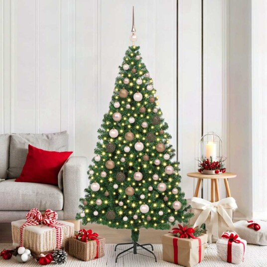 Kunstig juletre med 300 LED grønn 180 cm PVC og Stål og Plast