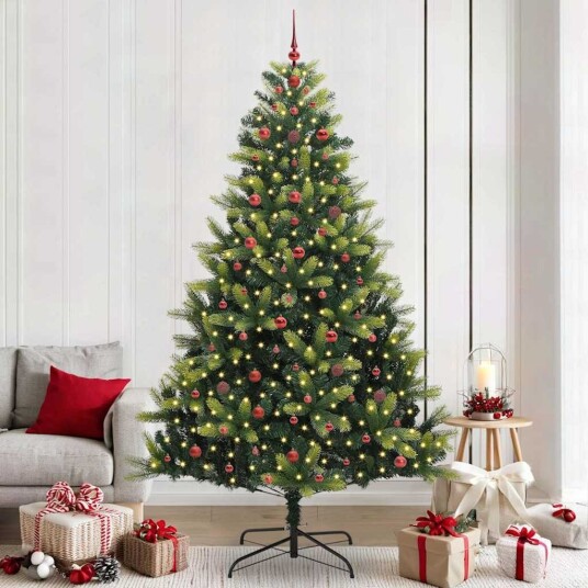 Kunstig hengslet juletre med 300 LED lamper grønn 240 cm Kunstig hengslet juletre med 300 LED lamper grønn 240 cm