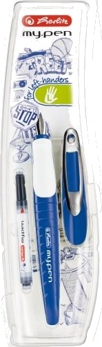 Herlitz My.Pen, Blå, Hvit, Patronpåfyllingssystem, Blå, Gummi, Rustfritt Stål, Venstrehendt