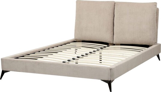 Seng med lamellramme Melle Taupe/Manchesterstoff Taupe/cordfløyel 140x200 cm