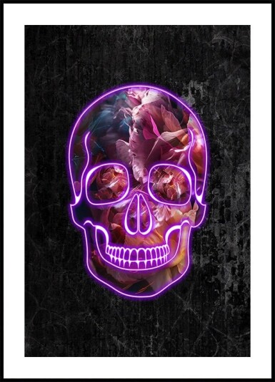 Neon Halloween Skull Plakat / 70x100cm