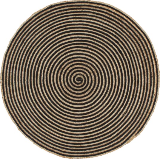 vidaXL Håndlaget juteteppe med spiral design svart 90 cm