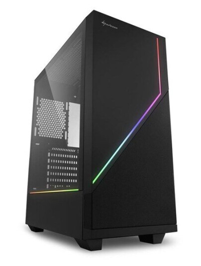 Sharkoon RGB Flow Midi Tower Kabinett med Herdet Glass og LED-Belysning - Svart