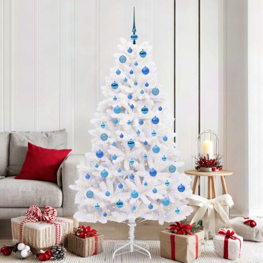 vidaXL Kunstig sammensatt juletre med 300 LED Hvit 180 cm PVC og stål