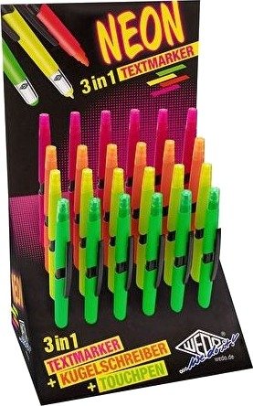 Wedo Stylus Penn 3-I-1 Neon, 24 Skjermer Berøringspenn, Kulepenn Og Highlighter I Ett, Sortert I - 24 Deler (261 61099)