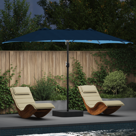 Hageparasol Blå 385 x 209 x 244 cm stoff Hageparasol Blå 385 x 209 x 244 cm stoff
